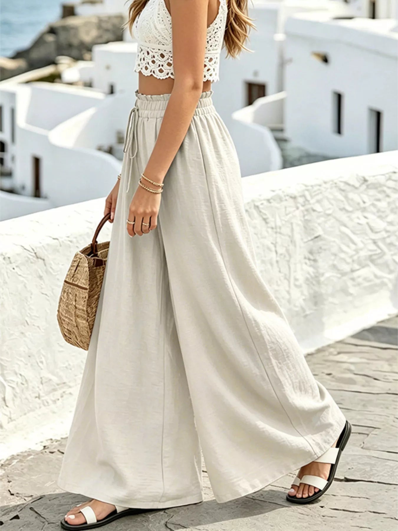Wide Leg Drawstring Pants for Comfortable Casual Everyday Wear