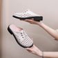 Women's Genuine Leather Thick Sole Hollow Sandals Slippers Round-Toe