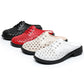 Women's Genuine Leather Thick Sole Hollow Sandals Slippers Round-Toe