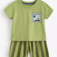 Children's Round Neck Tee & Striped Shorts Set