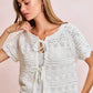 BiBi Front Bow Tie Detail Pointelle Knit Top