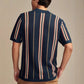 Men's Plus Size Striped Collared Short Sleeve Shirt