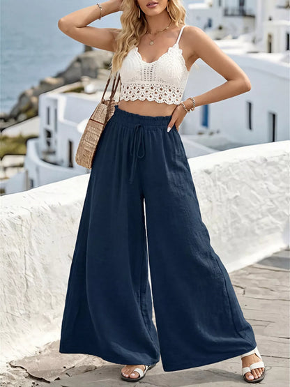 Wide Leg Drawstring Pants for Comfortable Casual Everyday Wear