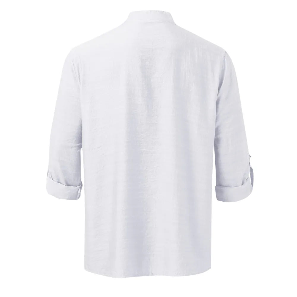Men's Plus Size Half Button Long Sleeve Shirt