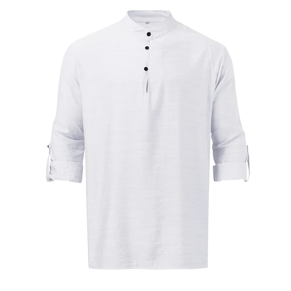 Men's Plus Size Half Button Long Sleeve Shirt