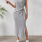 Striped Tie Waist Midi Dress Casual Women's Fashion