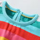 Children's Colorful Striped Ruffle Sleeve Dress