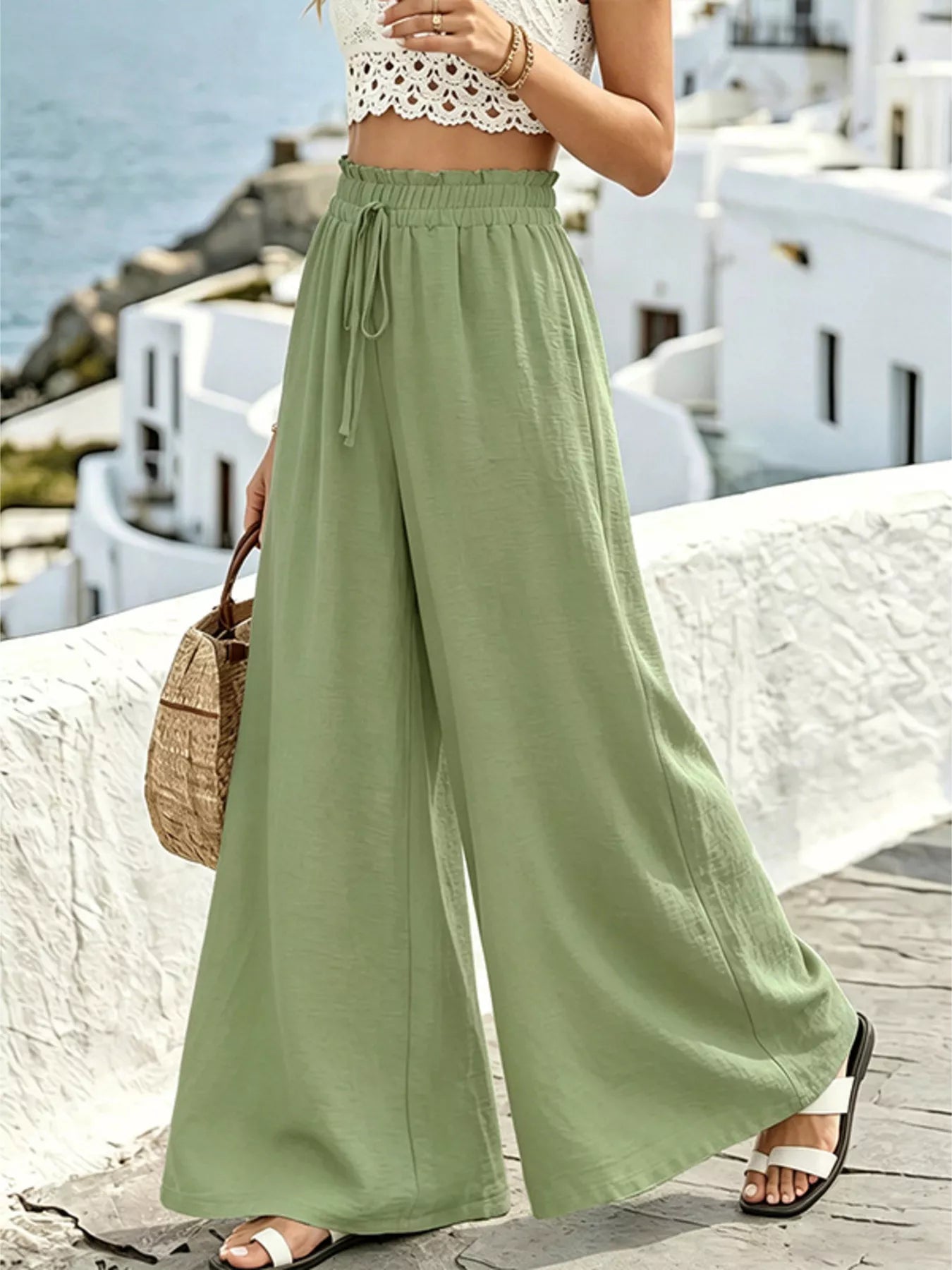 Wide Leg Drawstring Pants for Comfortable Casual Everyday Wear