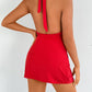 Halter Neck Twist Front Mini Dress