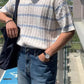 Men's Plus Size Striped Short Sleeve Polo Shirt
