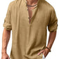 Men's Plus Size Half Button Long Sleeve Shirt