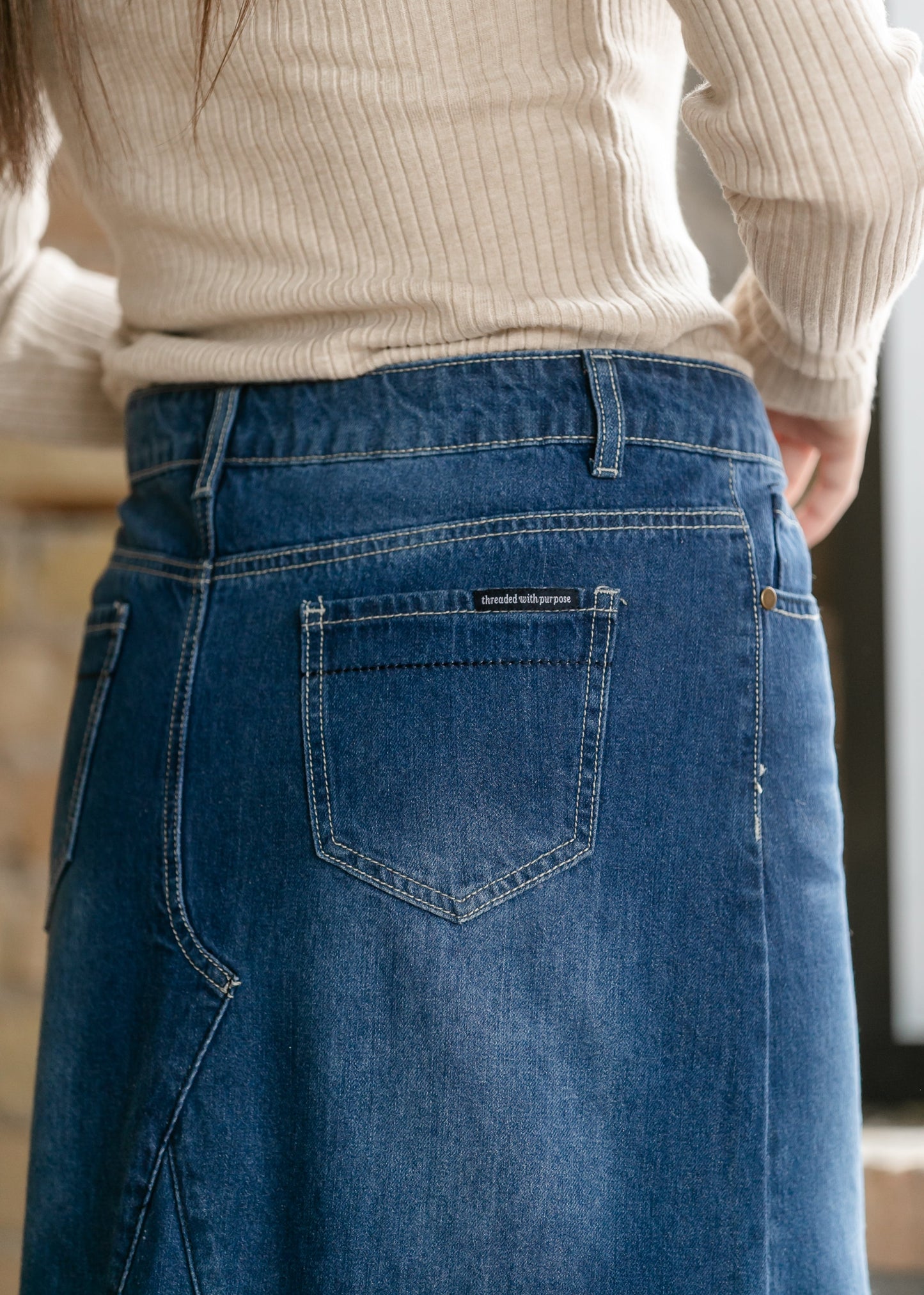 Jennifer A-Line Long Denim Skirt for Everyday Style
