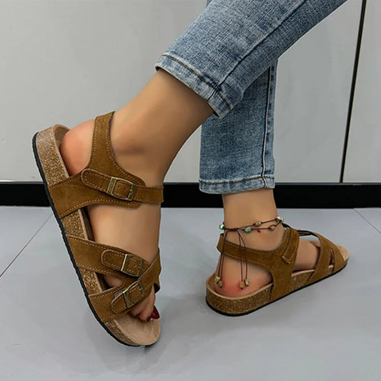 Open Toe Flat Buckle Sandals for Everyday Comfort Style