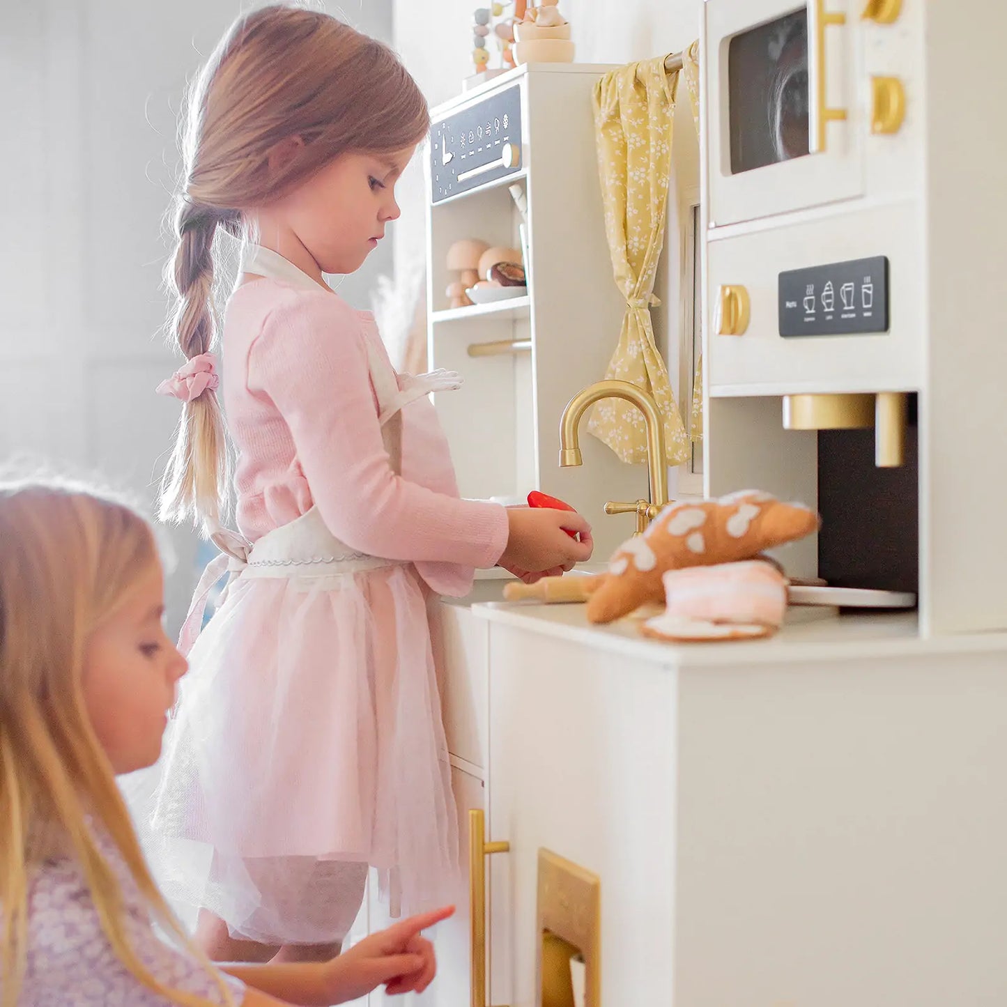 Tiny Land Wooden Play Kitchen Cream Pretend Cooking Set