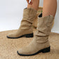 Pleated Pull-On Western Cowboy Boots for Everyday Fashion