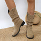 Pleated Pull-On Western Cowboy Boots for Everyday Fashion