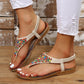 Leather Beaded Flat Sandals for Casual Everyday Comfort