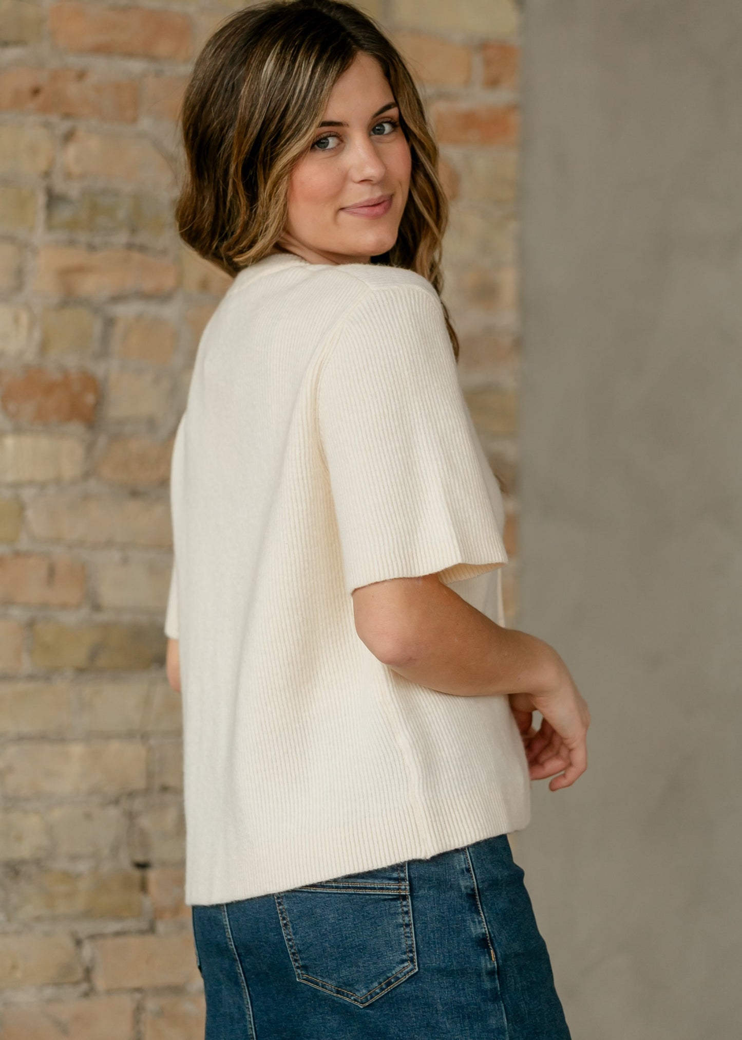 Short Sleeve Button Knit Cardigan Sweater